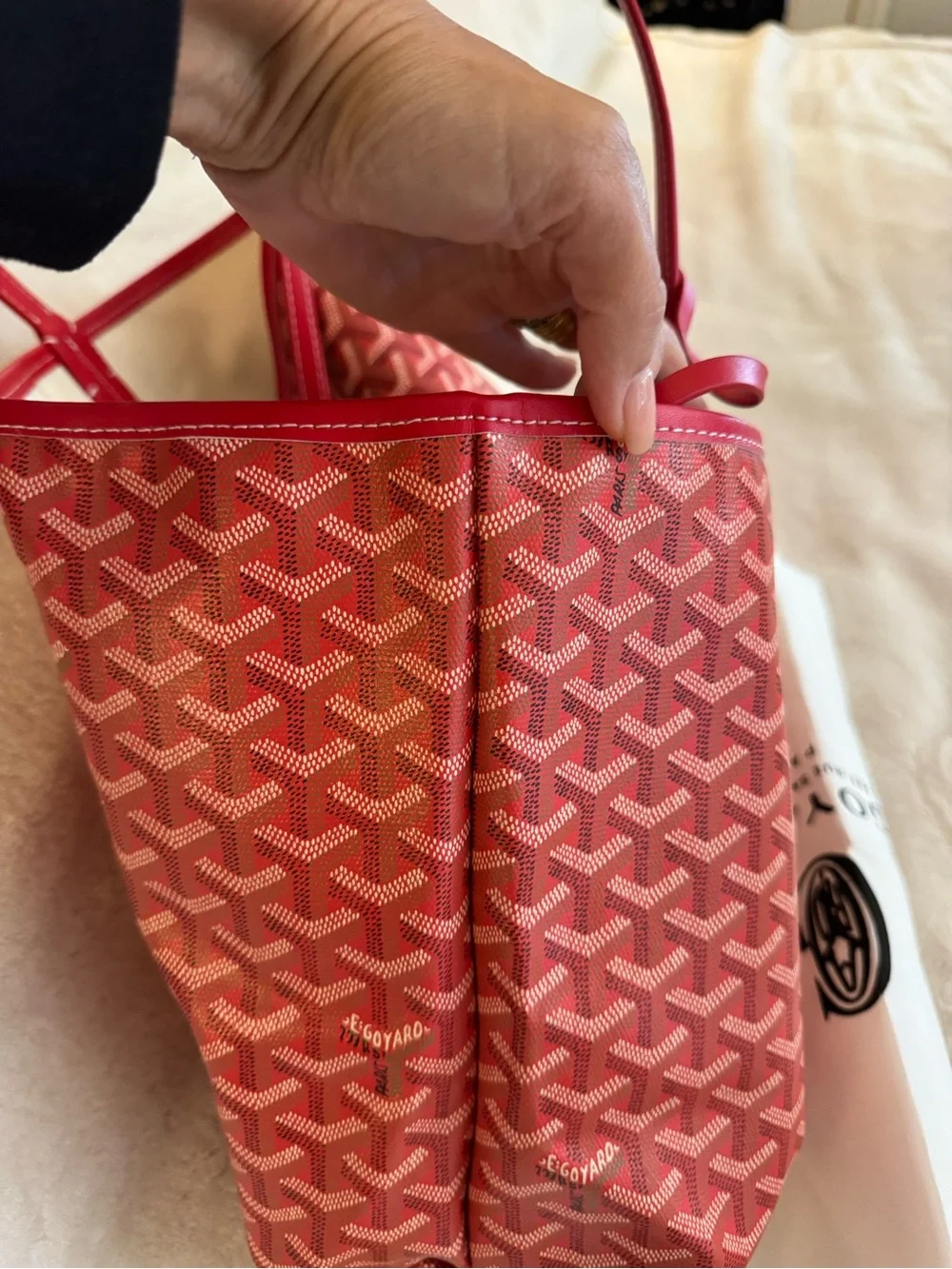 Goyard Saint Louis Style Red Tote Bag w/ Pouch & Dust Bag EUC